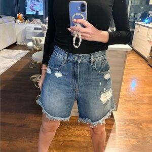 Trendy Frayed Hem Jean Shorts